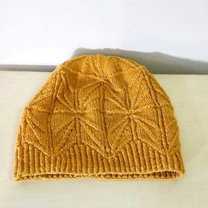 Hand-knit stocking hat - goldenrod color - adult one size